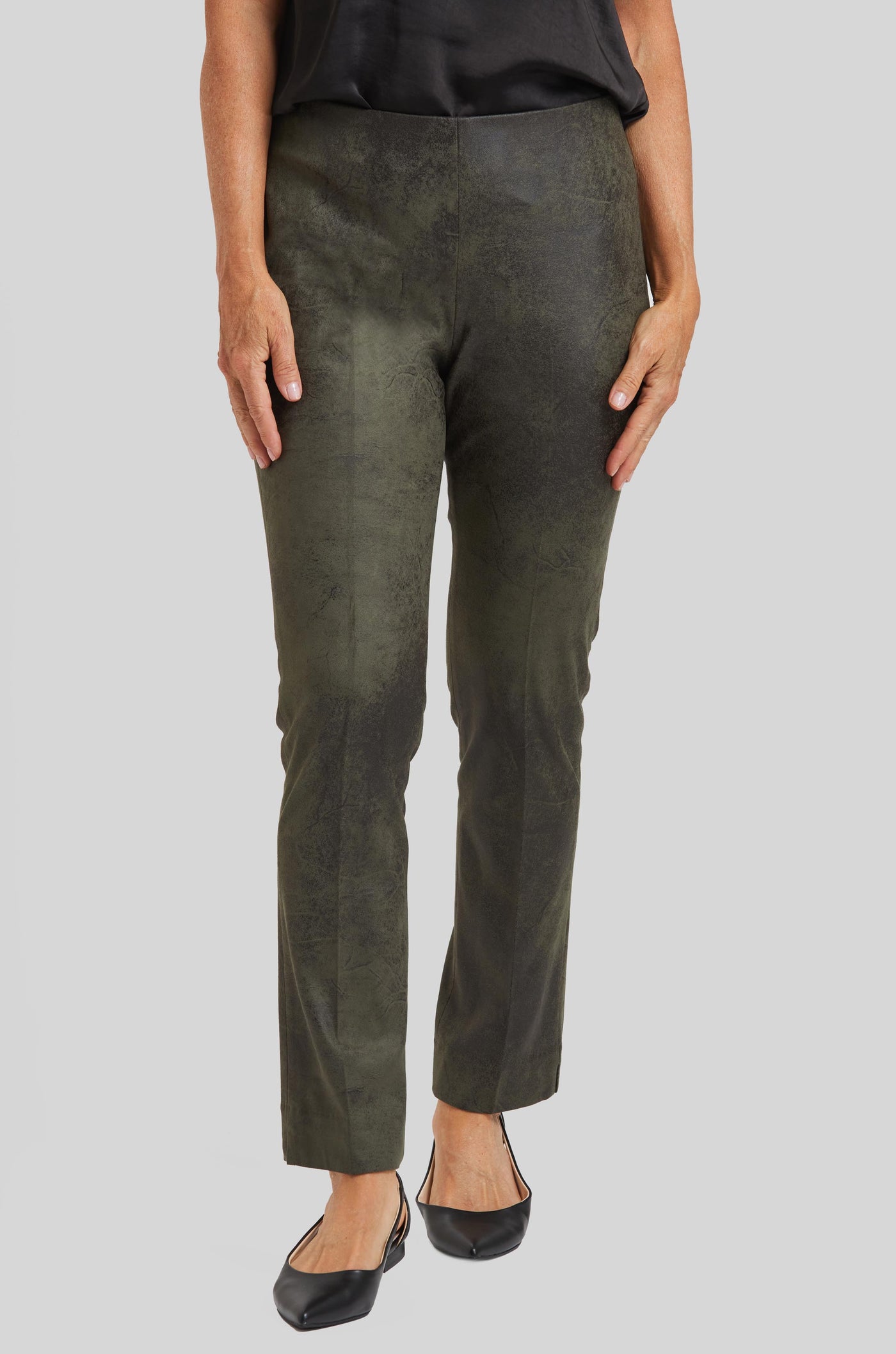 Distressed Faux Leather Annie Pull On Pant- FINAL SALE