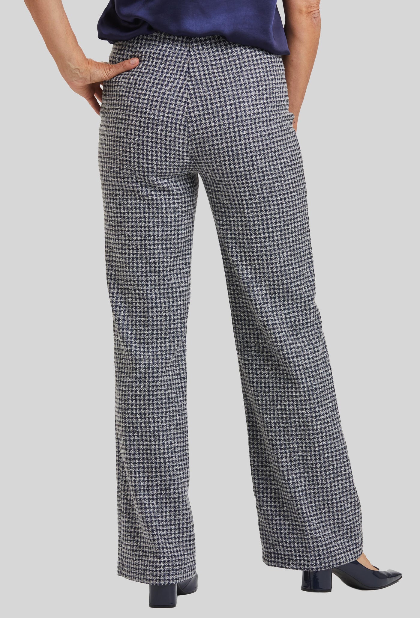 Jules Clean Pull On Pant - Brussels Metallic Check- FINAL SALE