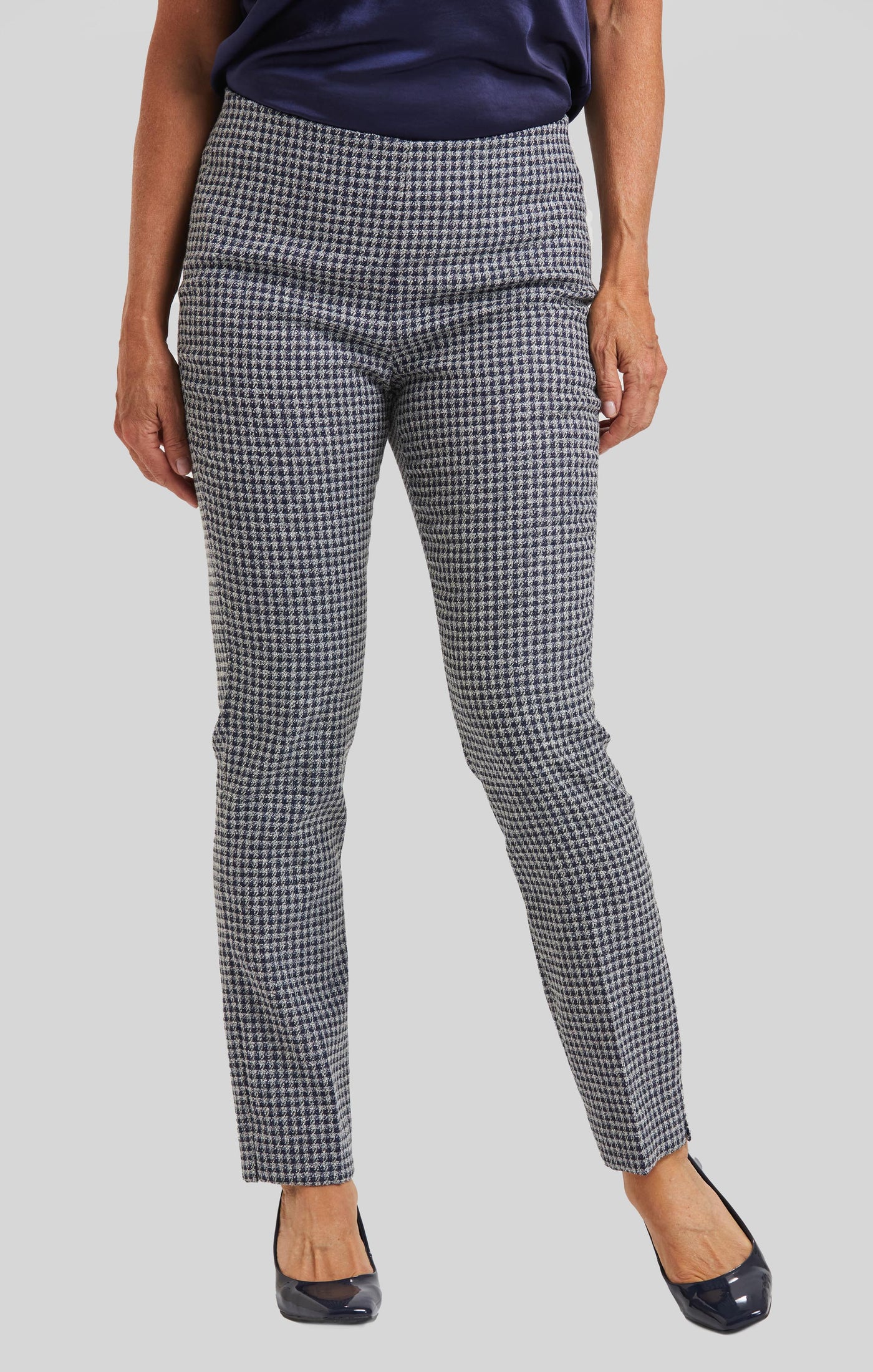 Brussels Metallic Check Annie Pull On Pant- FINAL SALE