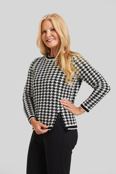 Chenille Houndstooth Easy Crew- FINAL SALE