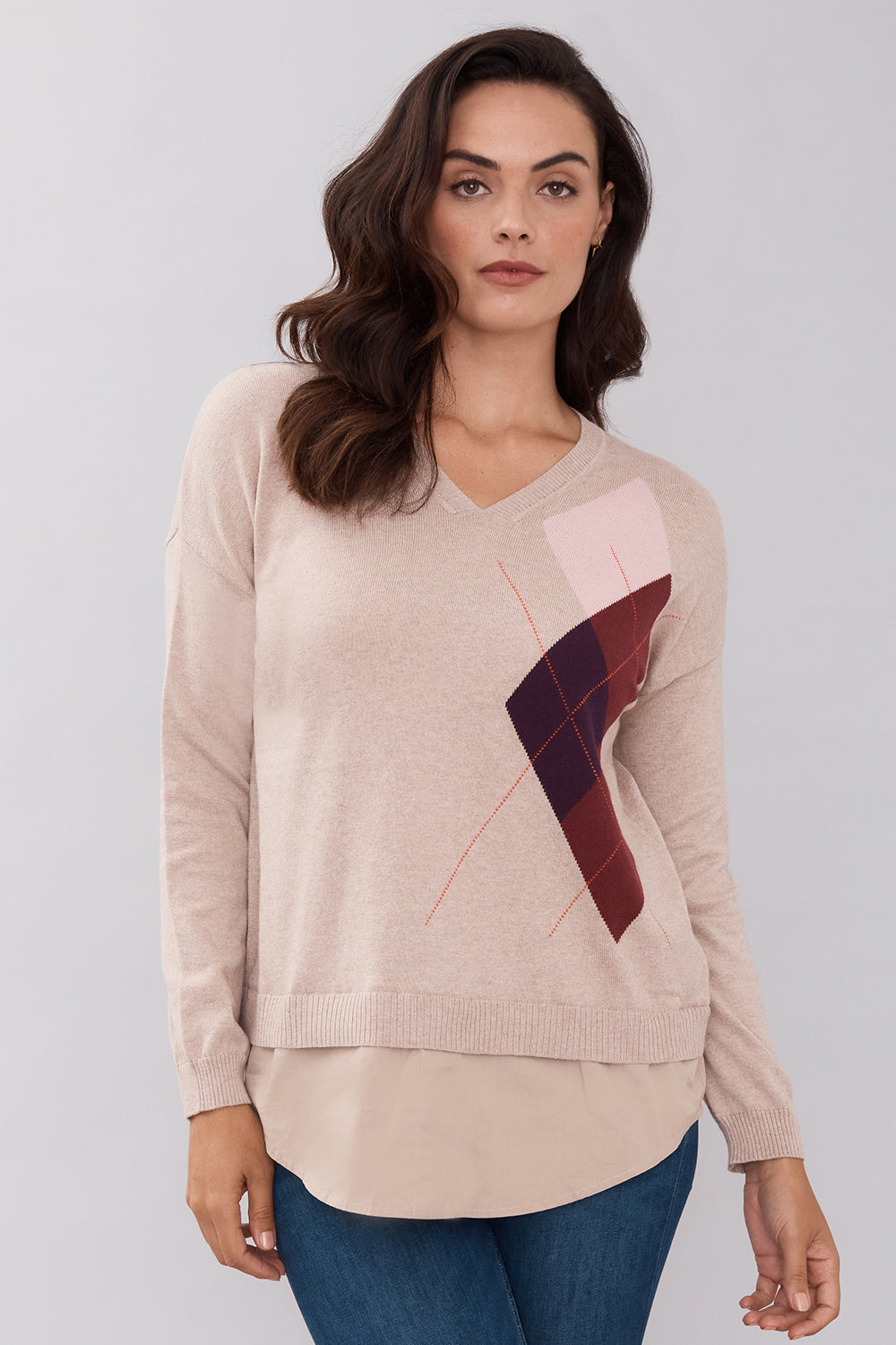 トップス AMBERGLEAM Mesh Knit Cotton V Neck KIC_120-5106-00404-150_prod1?