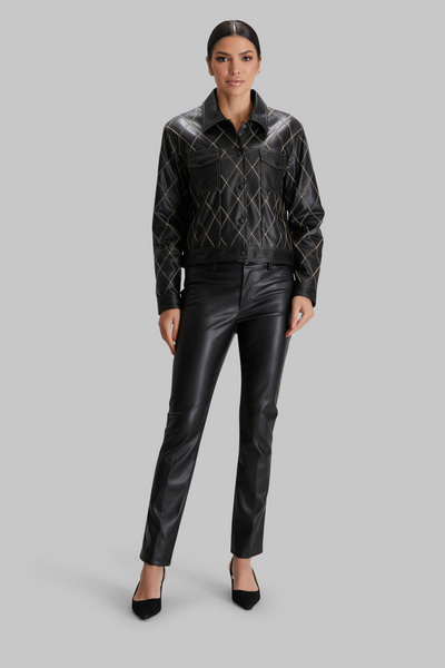 Faux Leather Diane Stitched Jacket