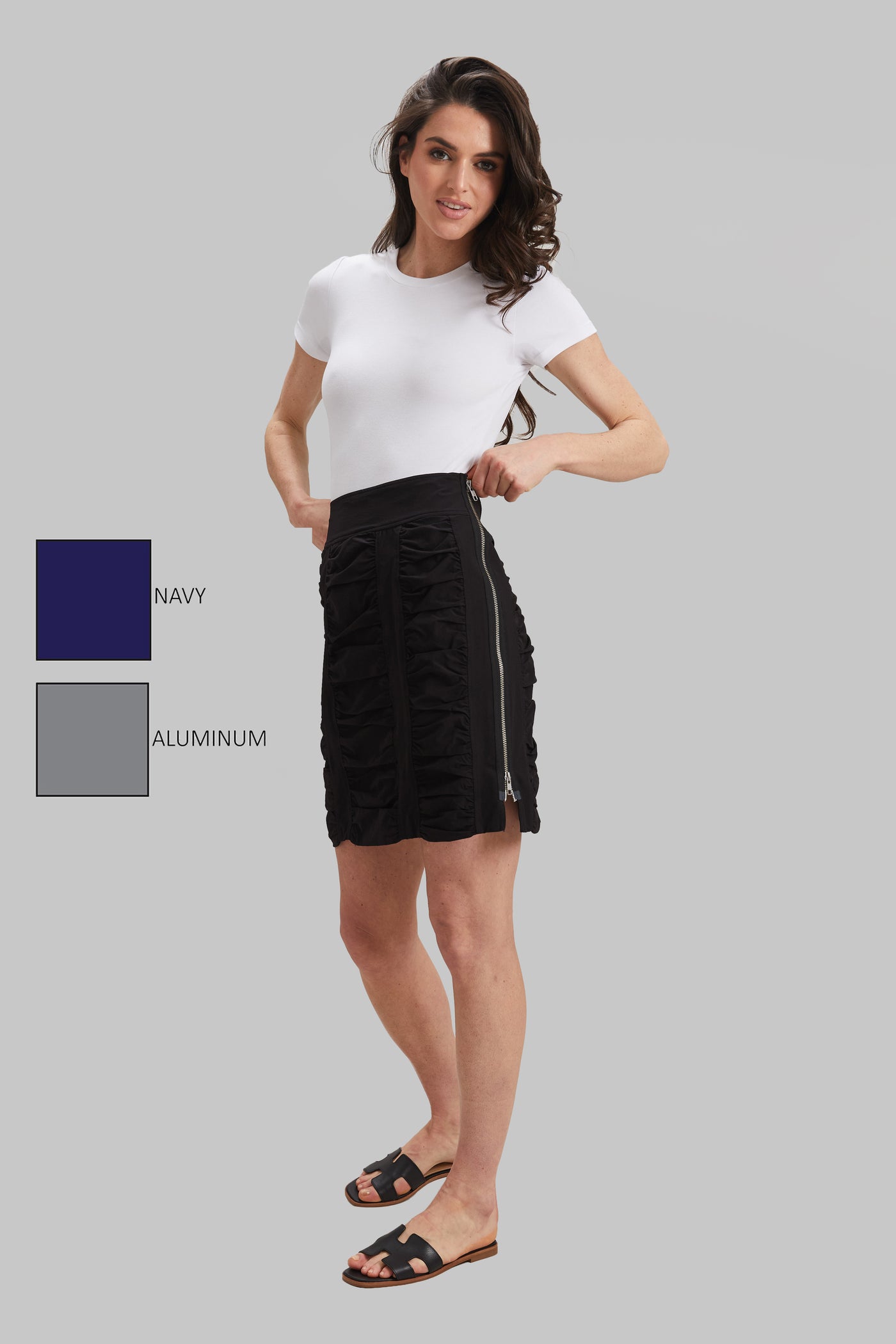 Majestic Stretch Penny Ruched Skirt- FINAL SALE COLORS