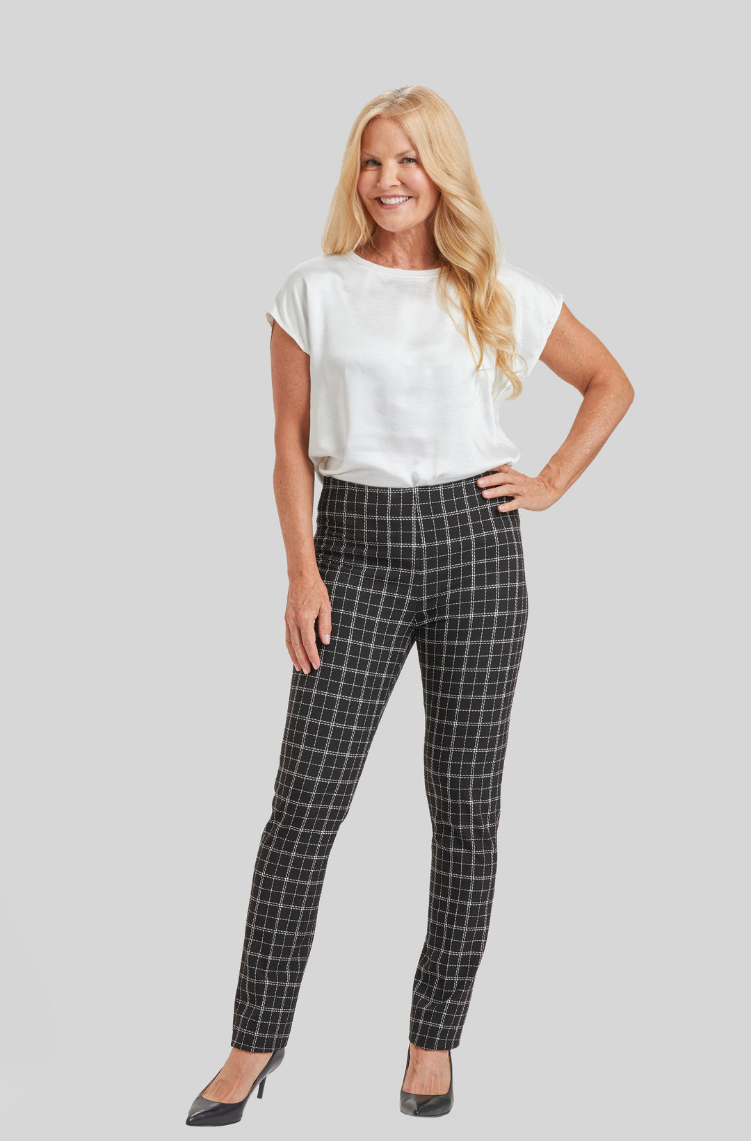 Copenhagen Windowpane Emma Slim Pull On Pant- FINAL SALE