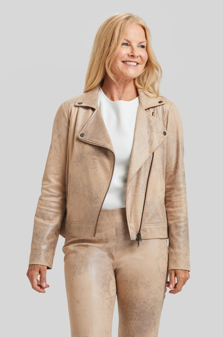 Distressed Faux Leather Mariel Moto Jacket- FINAL SALE