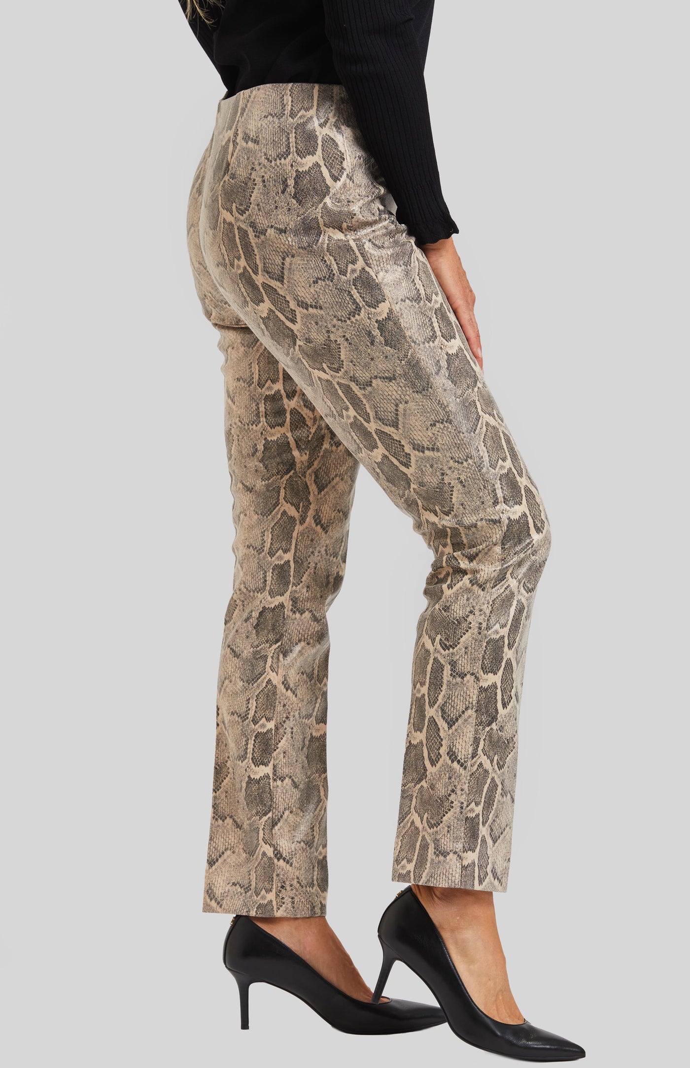 Faux Leather Python Annie Pull On Pant
