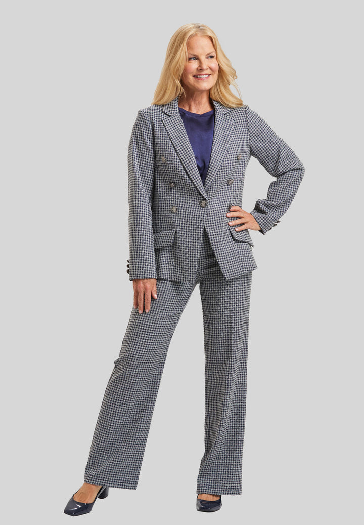 Jules Clean Pull On Pant - Brussels Metallic Check- FINAL SALE