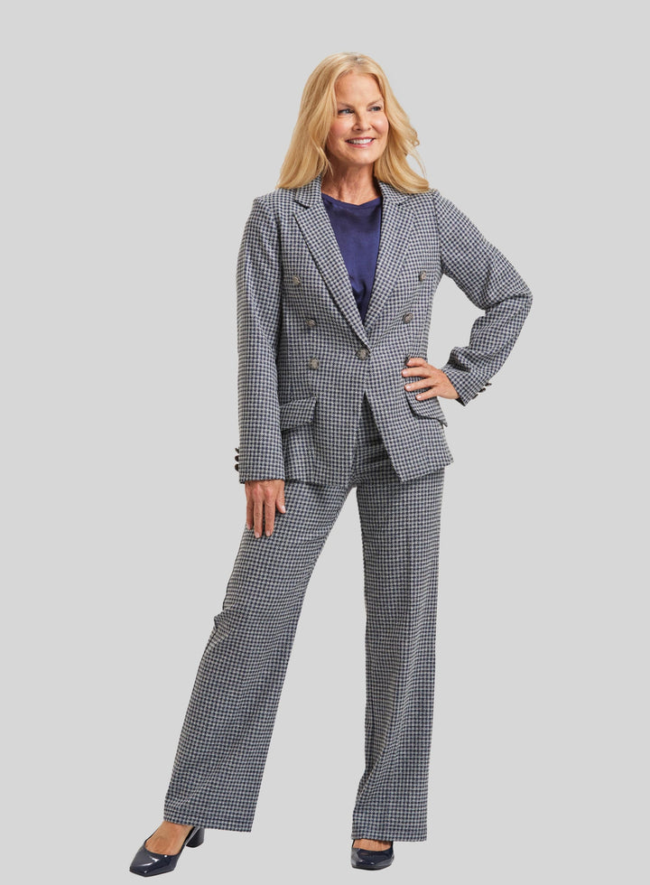 Brussels Metallic Check Steely 1 Button Jacket- FINAL SALE
