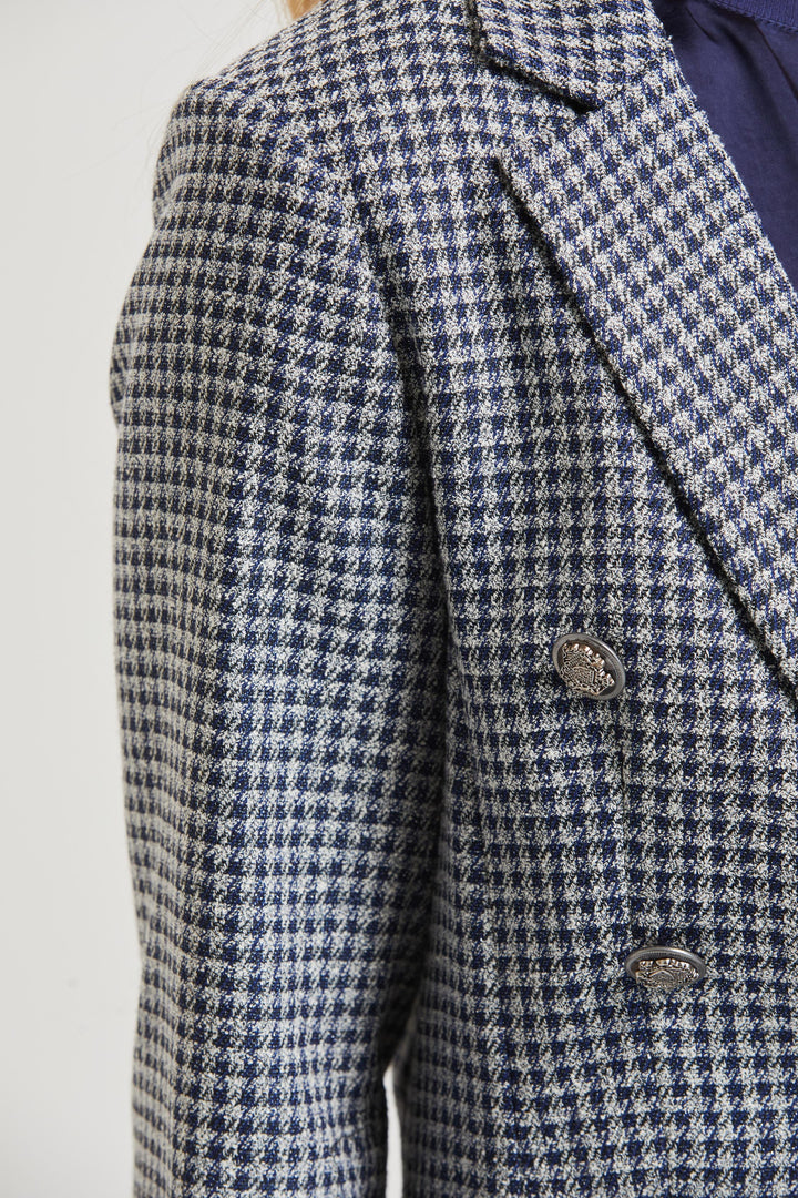 Brussels Metallic Check Steely 1 Button Jacket- FINAL SALE