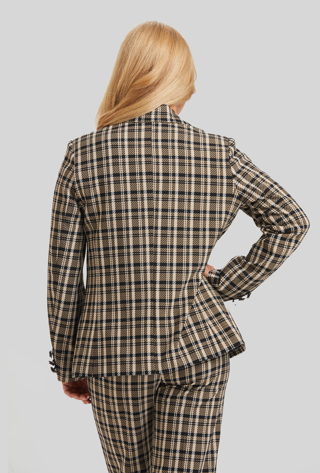 Munich Plaid Steely 1 Button Jacket- FINAL SALE