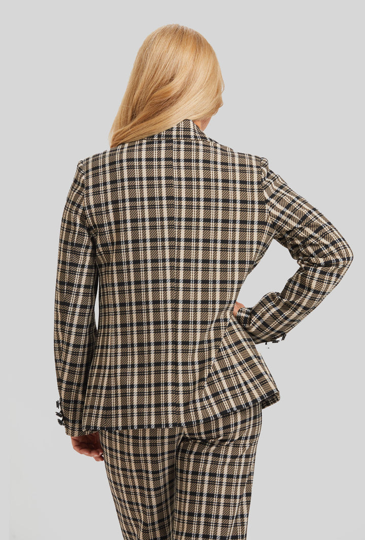 Munich Plaid Steely 1 Button Jacket- FINAL SALE