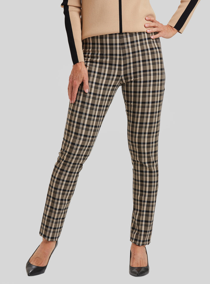 Munich Plaid Emma Slim Pull On Pant- FINAL SALE