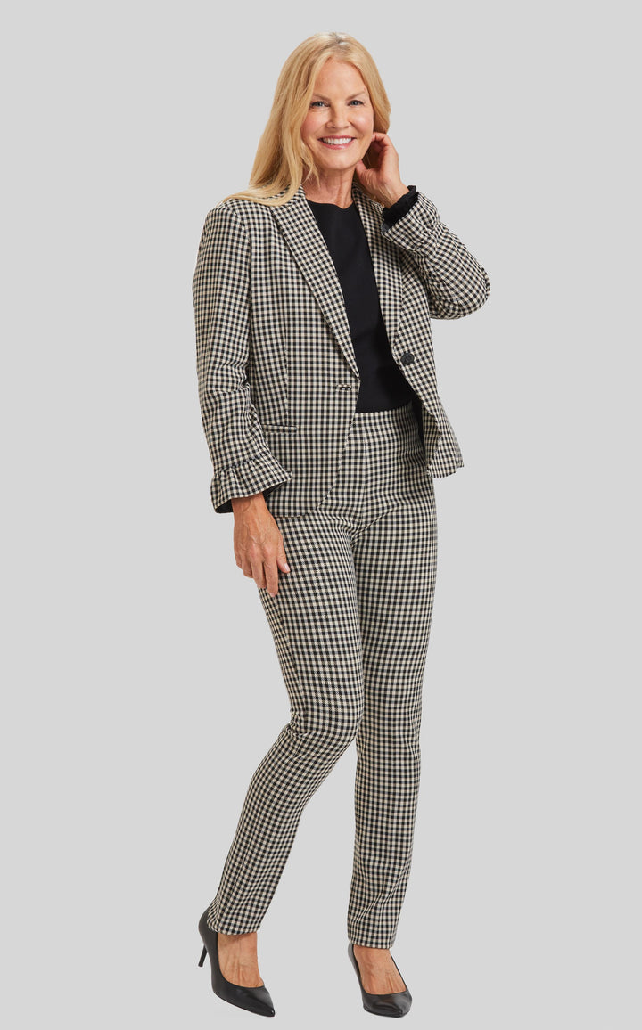 Prague Check Emma Slim Pull On Pant- Final Sale
