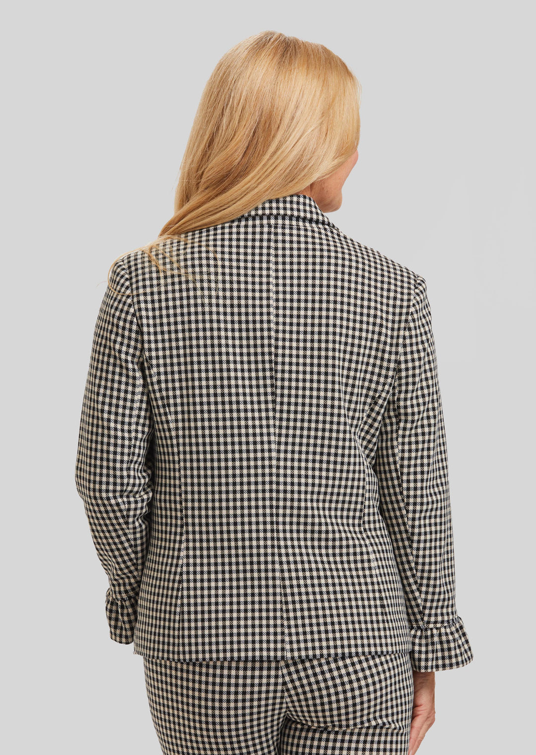 Prague Check Gia Blazer Ruffle Sleeve- Final Sale