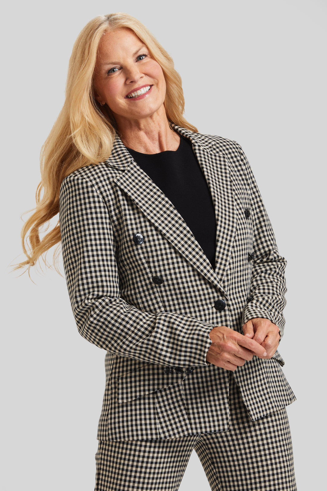Prague Check Steely 1 Button Jacket- Final Sale