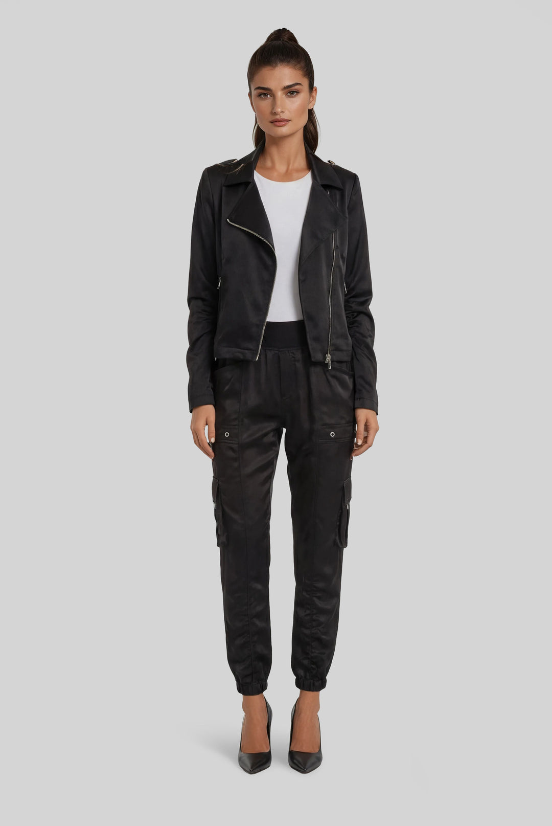 Skye Moto Jacket Whisper Satin XS / Pearl