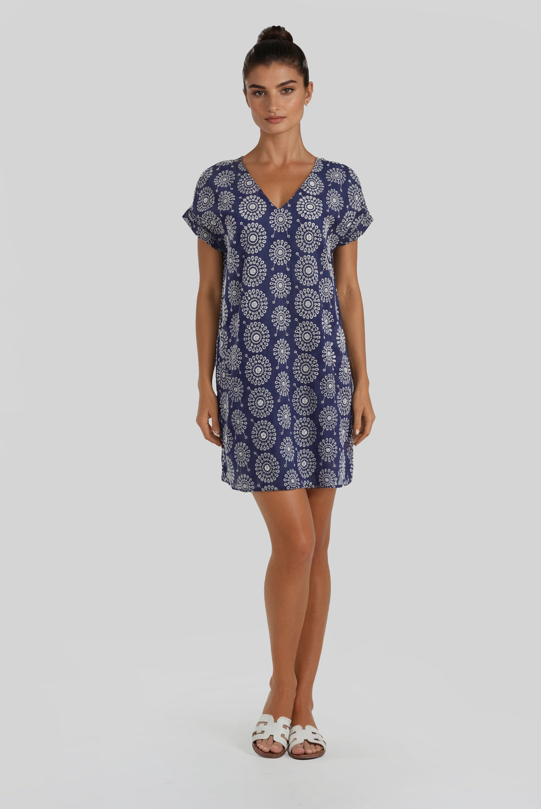 Lexi S/S V-Neck Dress Coastal Embroidery XS / Coastal Embroidery