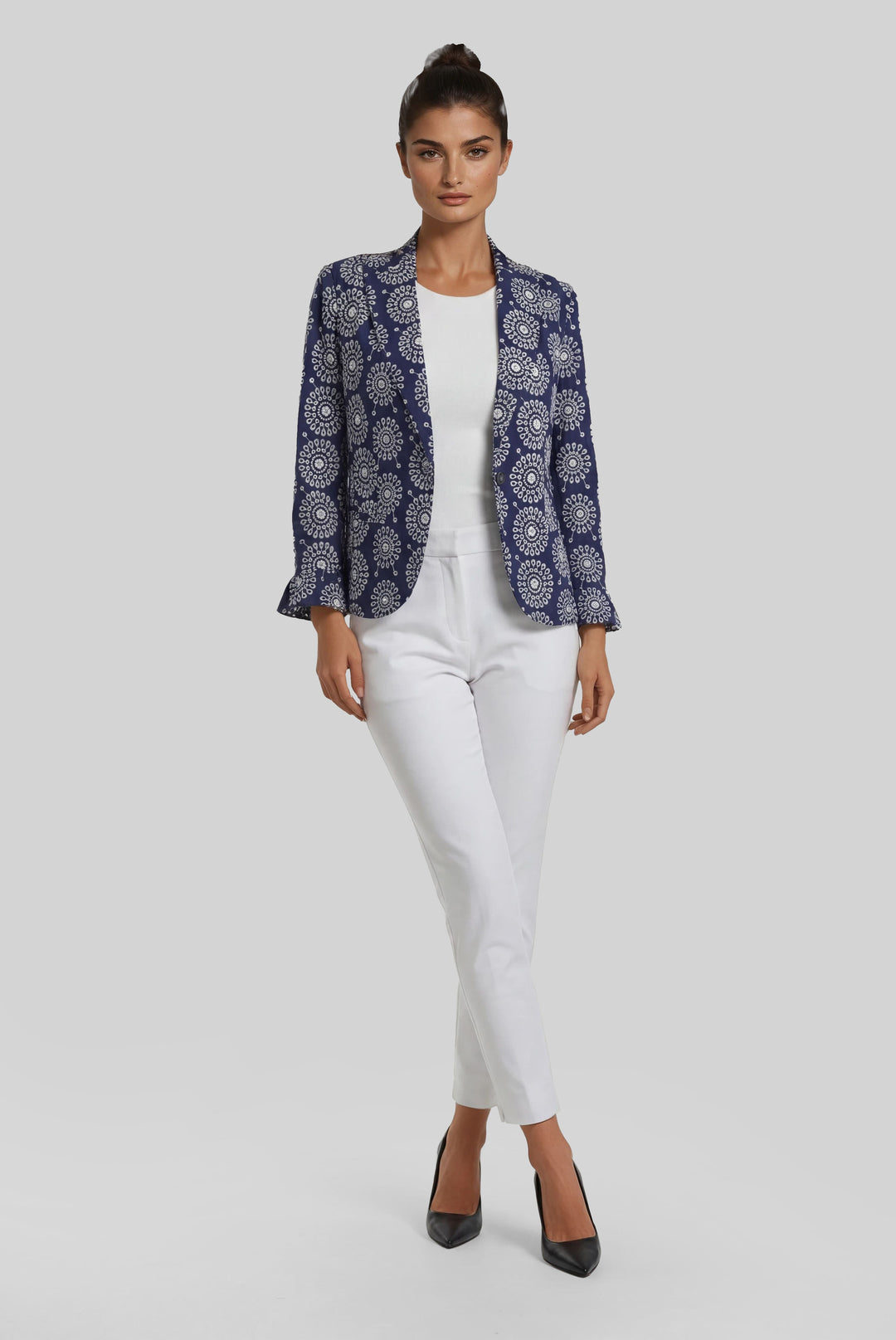 Gia Ruffle Sleeve Jacket Coastal Embroidery XS / Coastal Embroidery