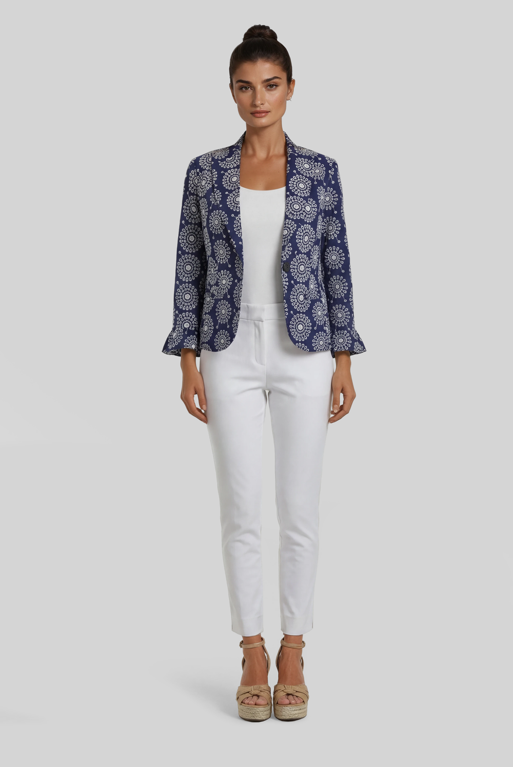 Gia Ruffle Sleeve Jacket Coastal Embroidery XS / Coastal Embroidery