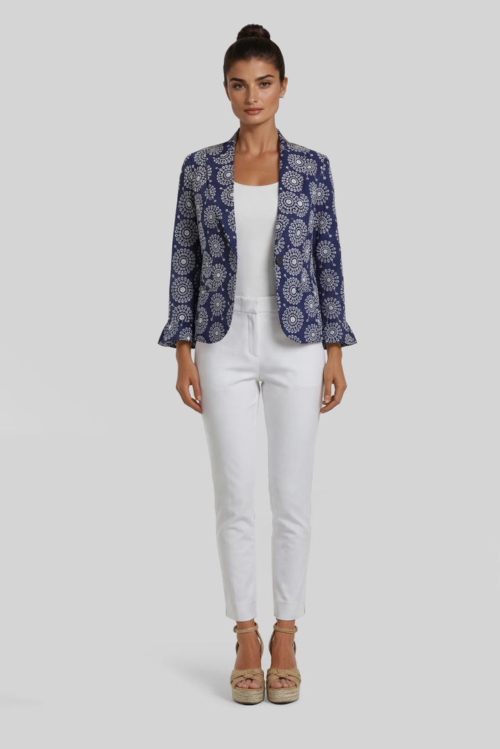 Gia Ruffle Sleeve Jacket Coastal Embroidery XS / Coastal Embroidery