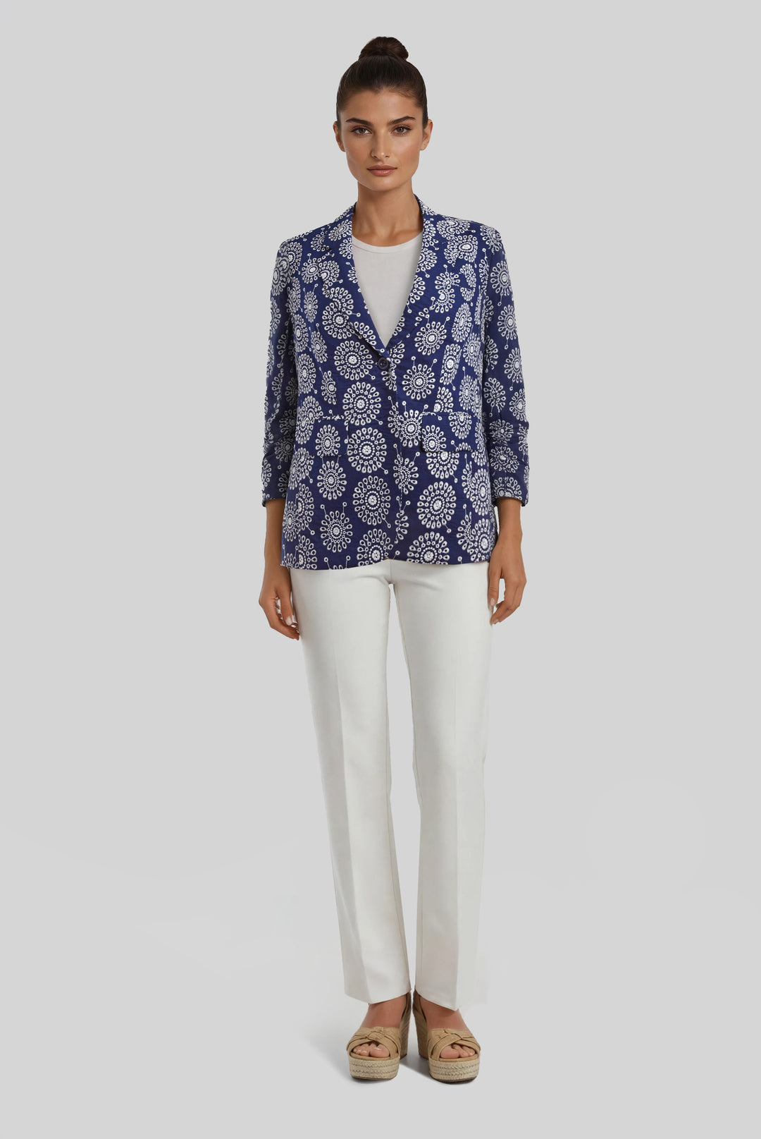 Jaime Ruched 1 Button Jacket Coastal Embroidery XS / Coastal Embroidery