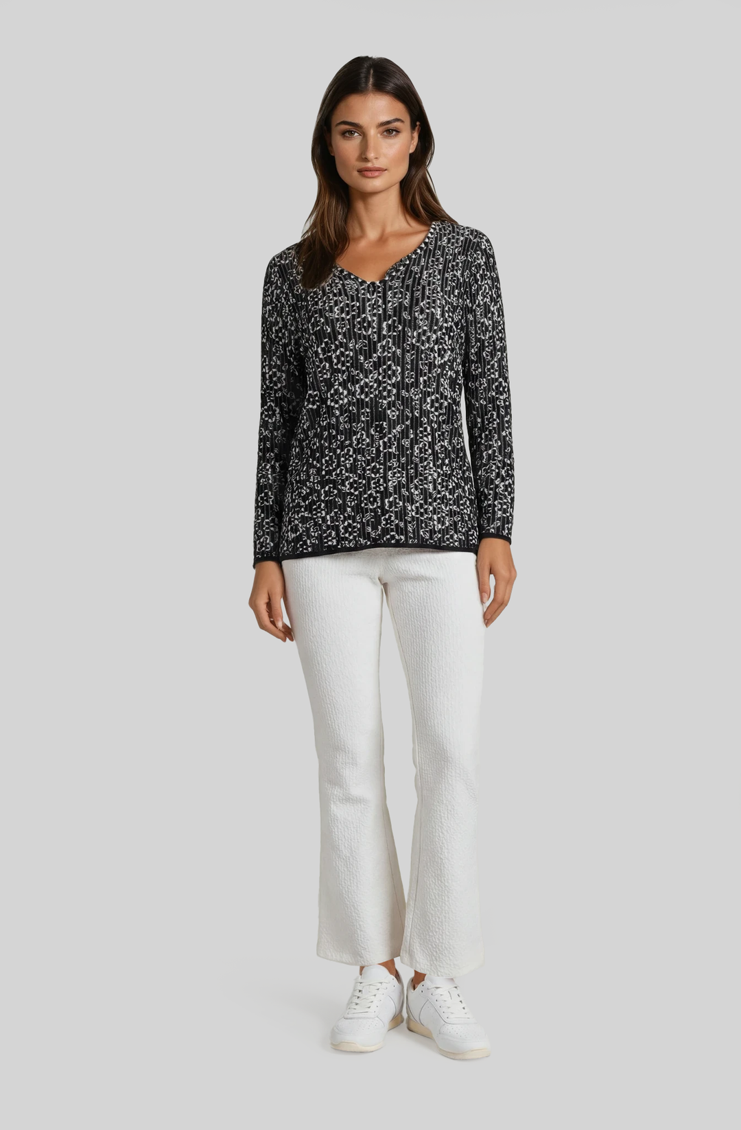 Flower Power 3/4 Sleeve V-Neck