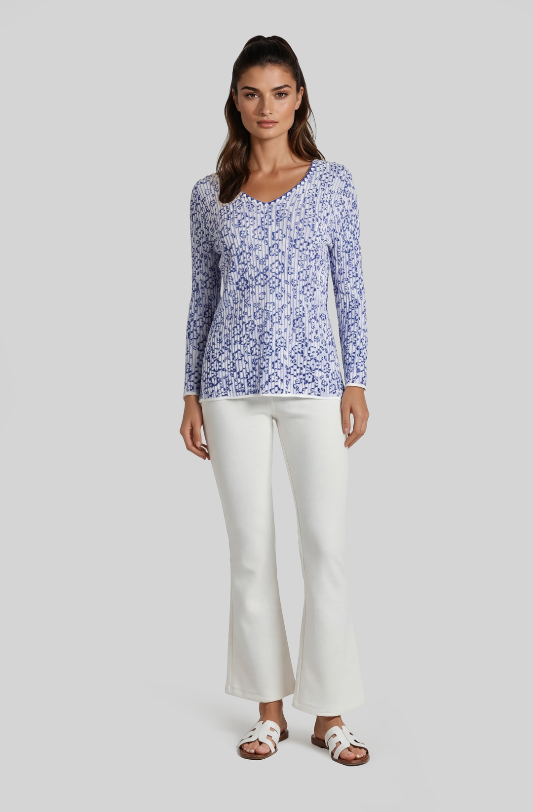 Flower Power 3/4 Sleeve V-Neck