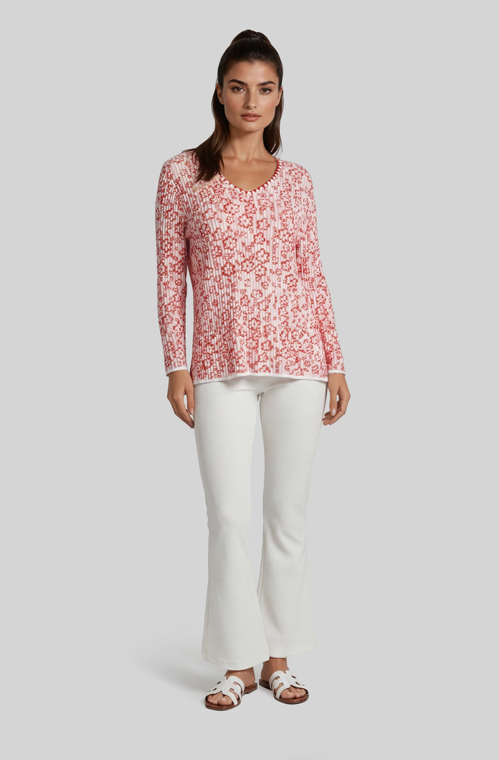 Flower Power 3/4 Sleeve V-Neck
