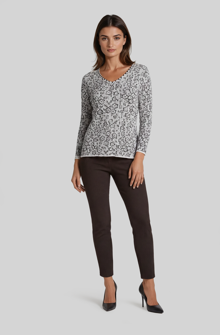 Flower Power 3/4 Sleeve V-Neck