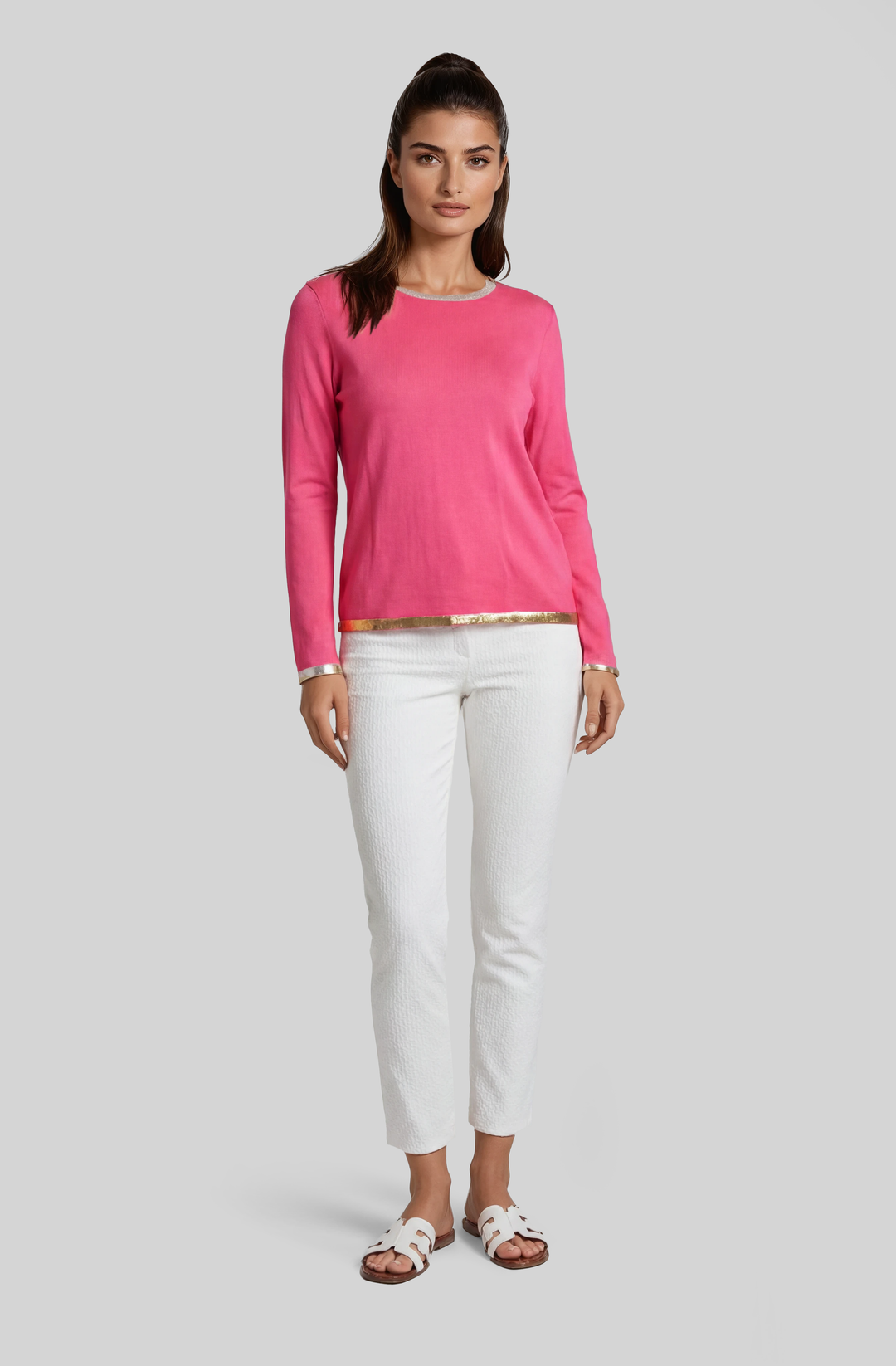 Moon Over Miami Long Sleeve Crew with Foil Accent