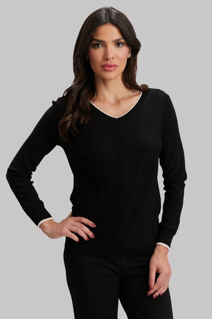 Texture Tipped V-Neck - FINAL SALE