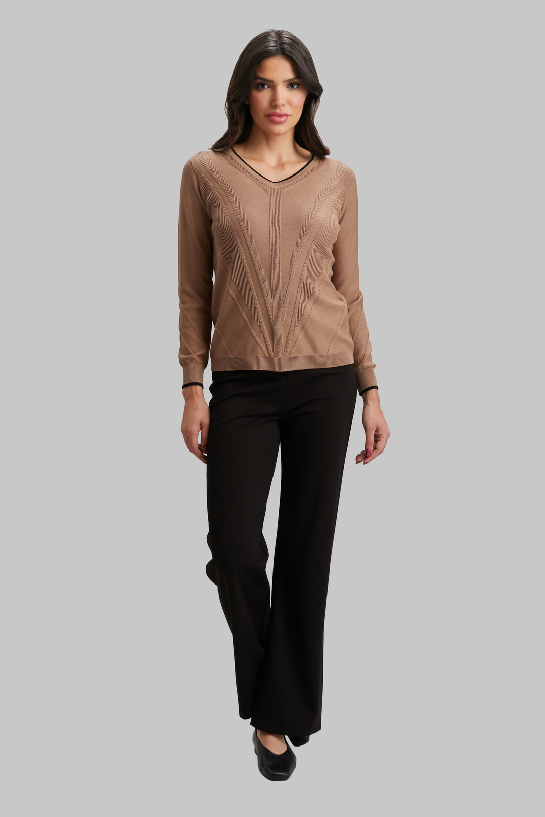 Texture Tipped V-Neck - FINAL SALE