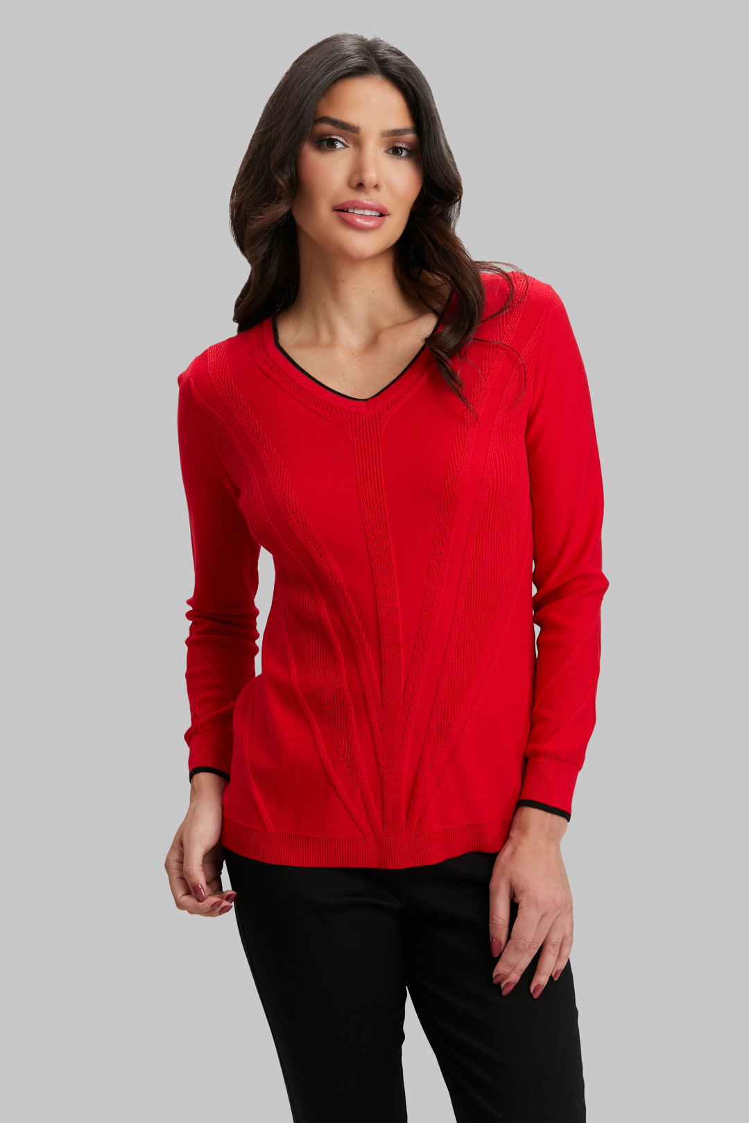 Texture Tipped V-Neck - FINAL SALE