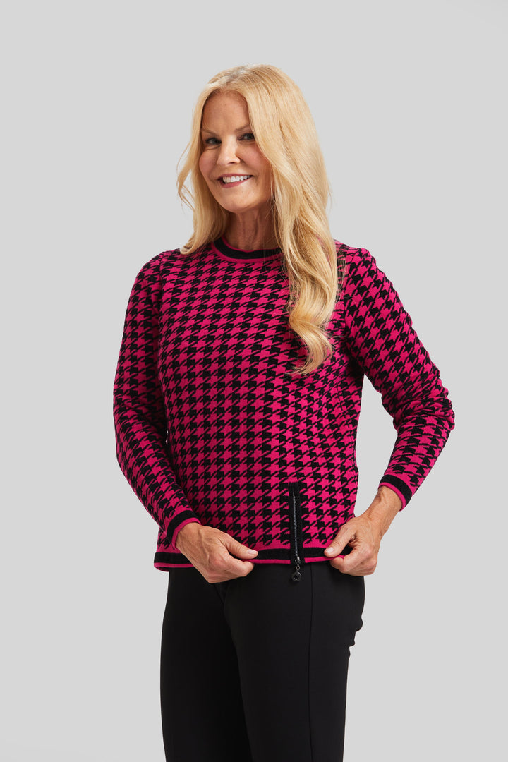 Chenille Houndstooth Easy Crew- FINAL SALE
