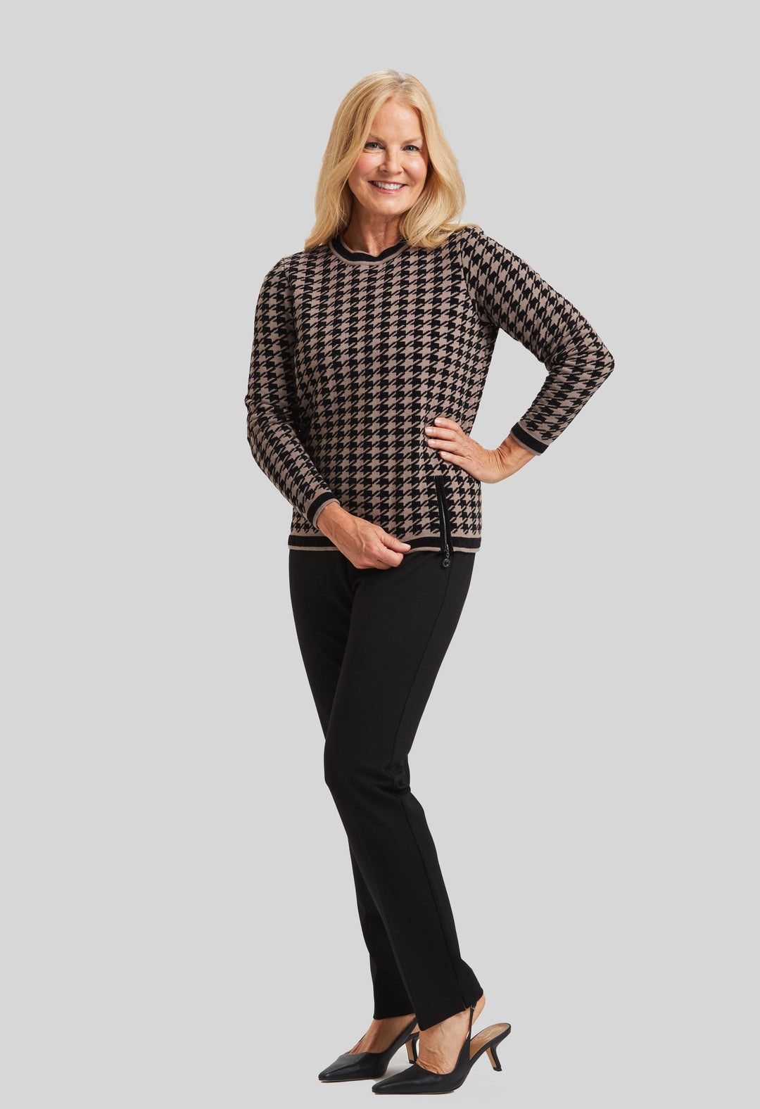 Chenille Houndstooth Easy Crew- FINAL SALE