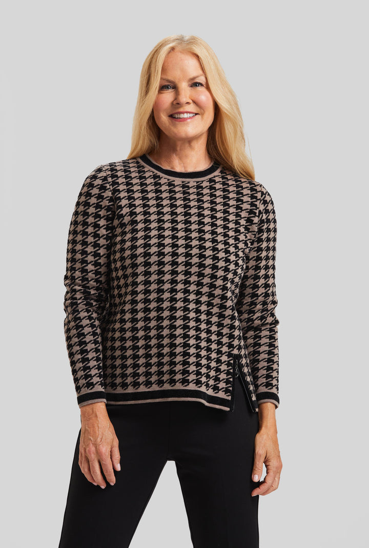 Chenille Houndstooth Easy Crew- FINAL SALE