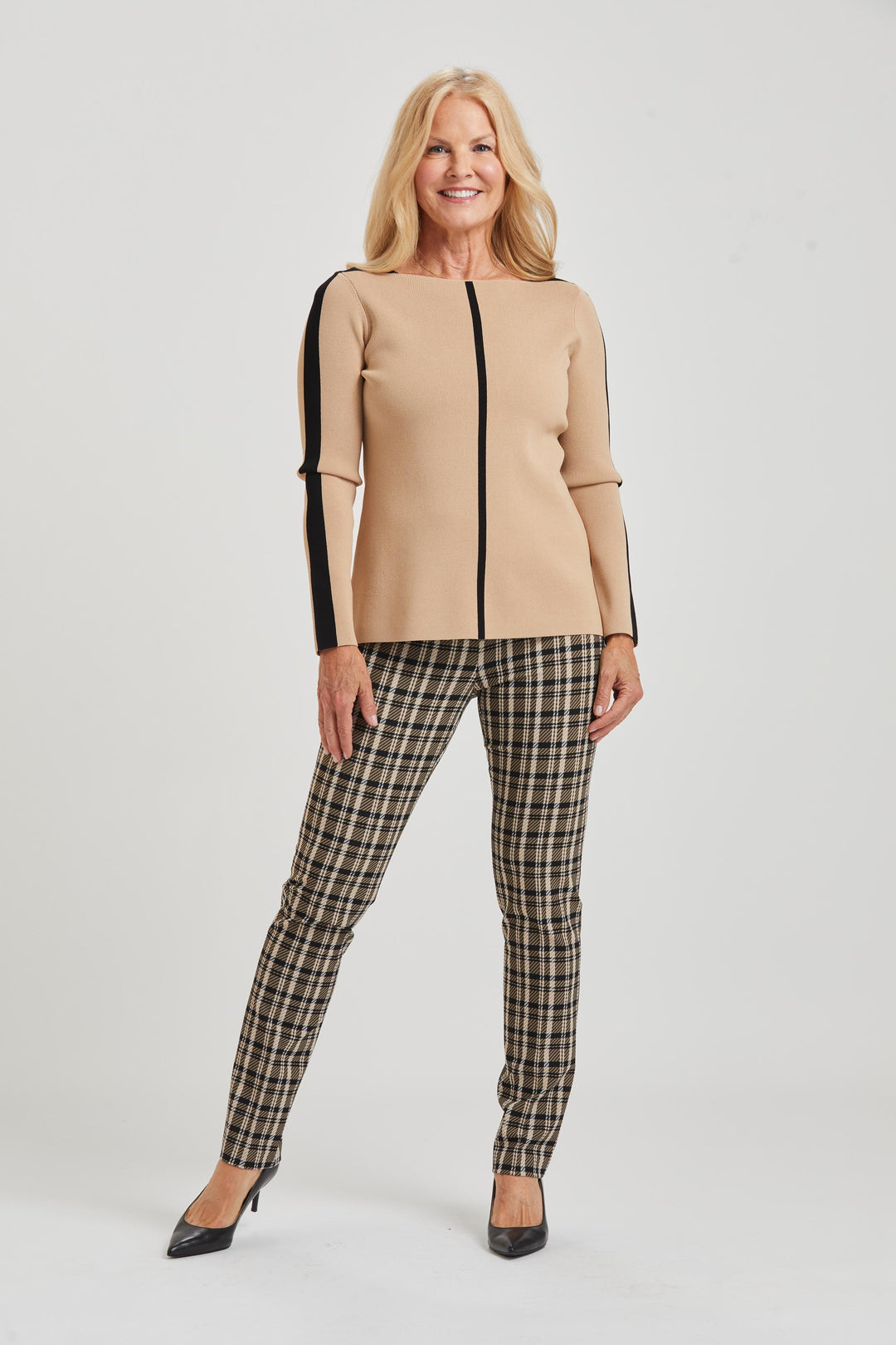 Munich Plaid Emma Slim Pull On Pant- FINAL SALE