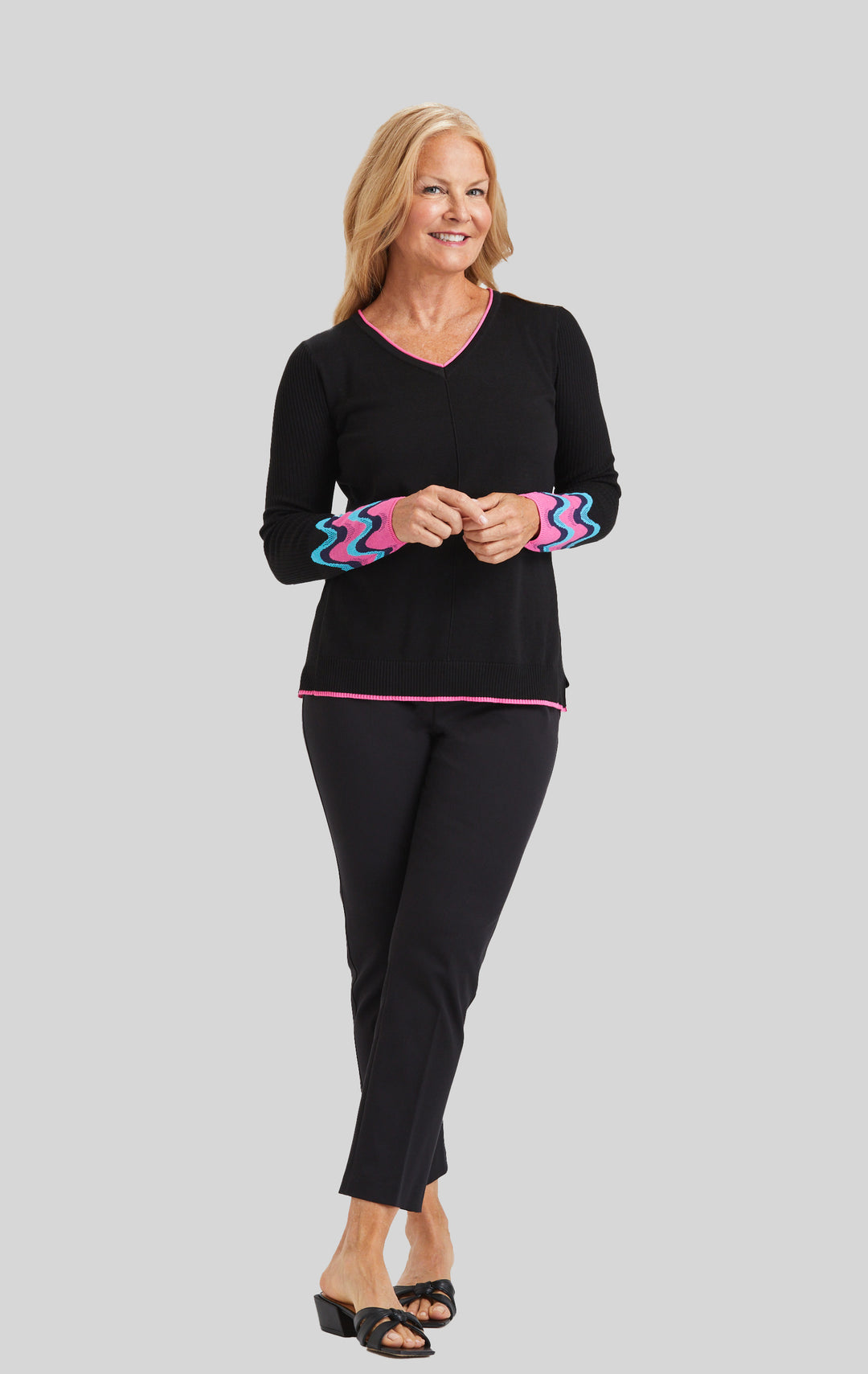 Pop of Color V-Neck- FINAL SALE