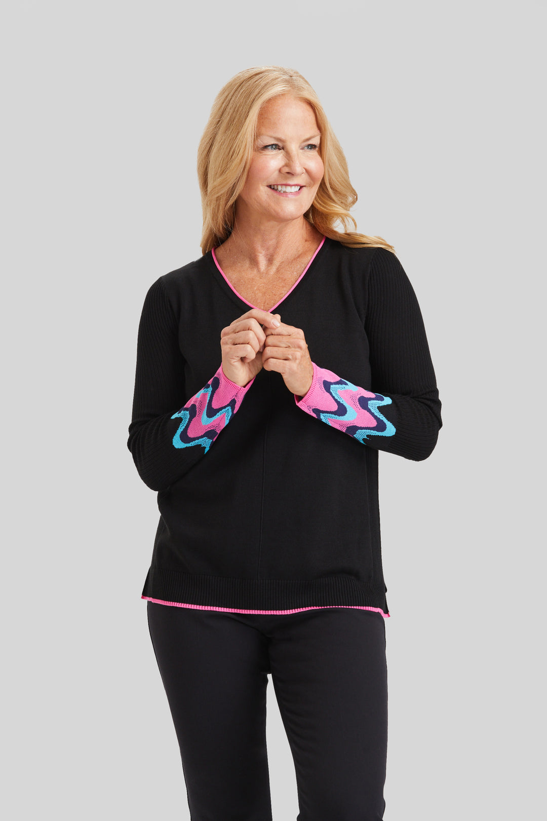 Pop of Color V-Neck- FINAL SALE