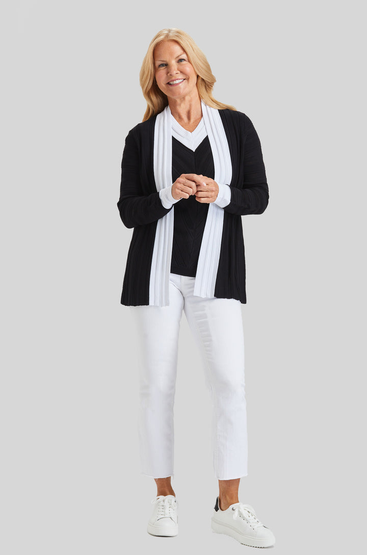 BBQ Whites Color Block Cardigan- FINAL SALE