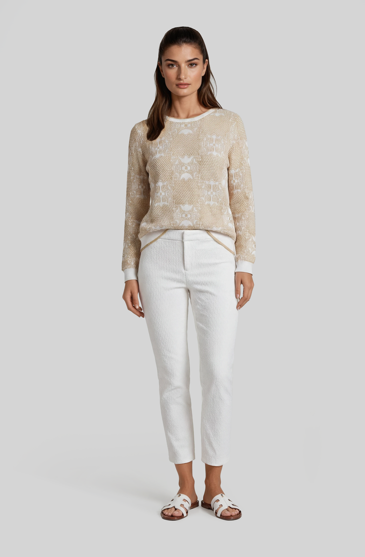 Medallion Jacquard Long Sleeve Crew