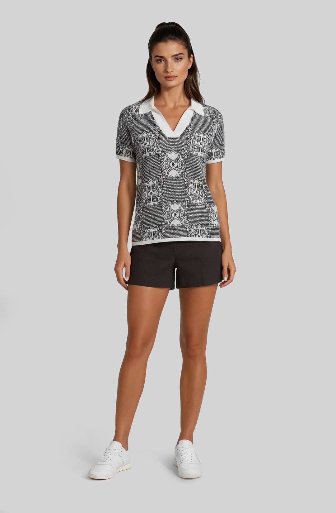 Medallion Jacquard Short Sleeve Polo