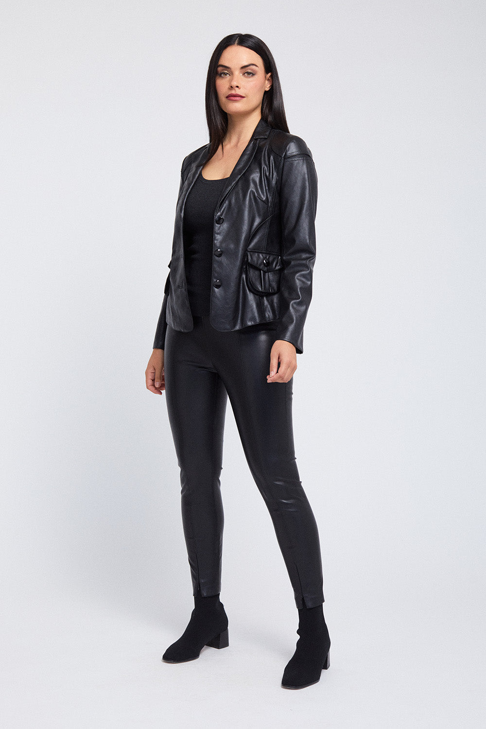 Dani Mesh Seam Detail Jacket - Faux Leather: FINAL SALE