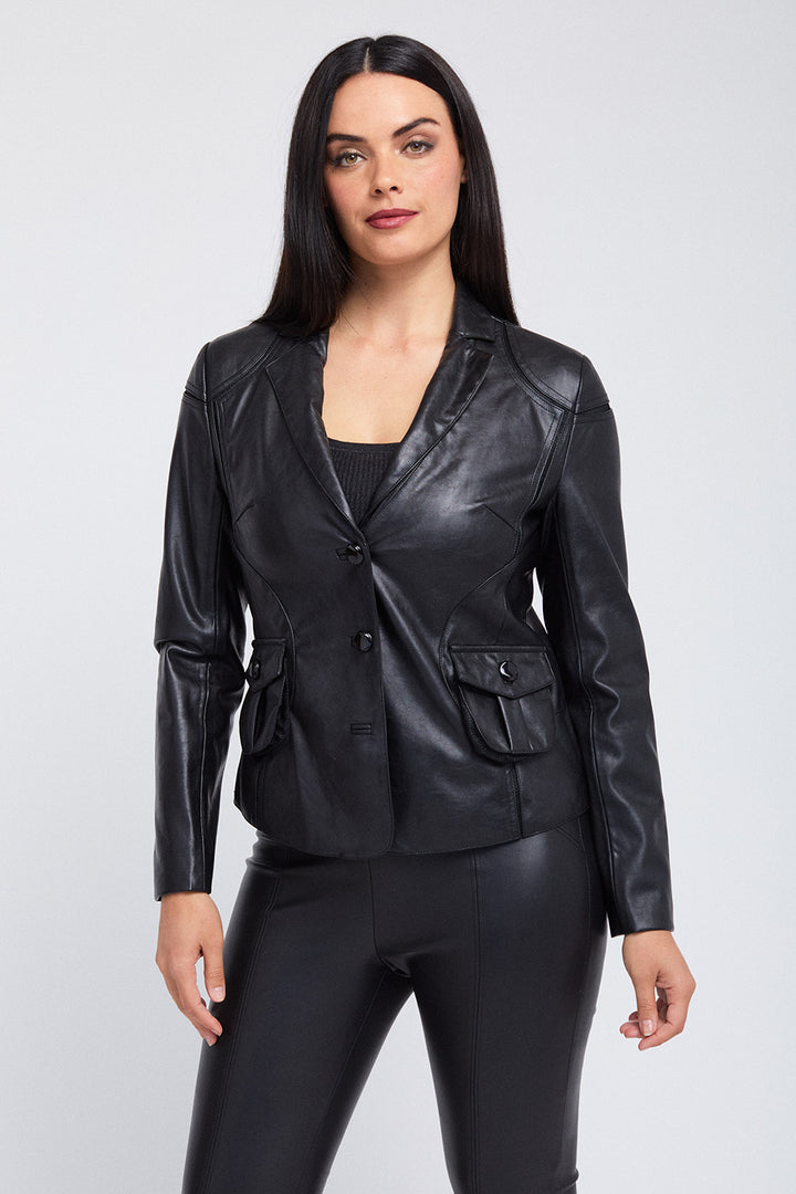 Dani Mesh Seam Detail Jacket - Faux Leather: FINAL SALE