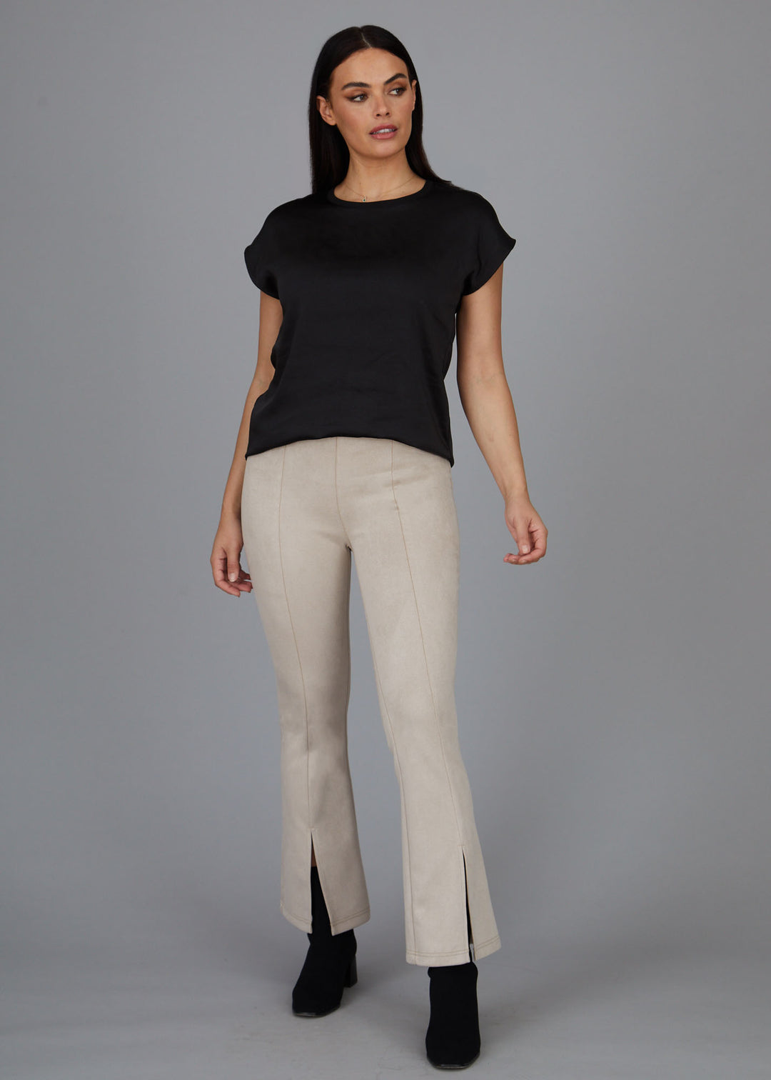 Perry Seemed Slit Pants - Faux Suede: FINAL SALE