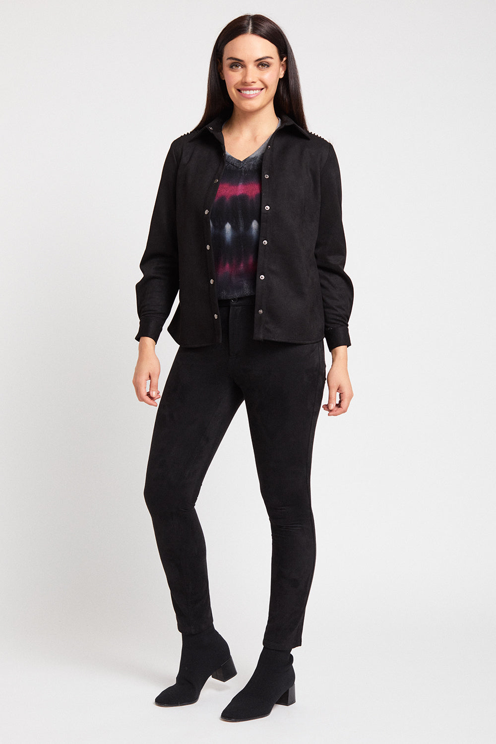 Kendra Slim Elastic Waist Jean - Faux Suede: FINAL SALE