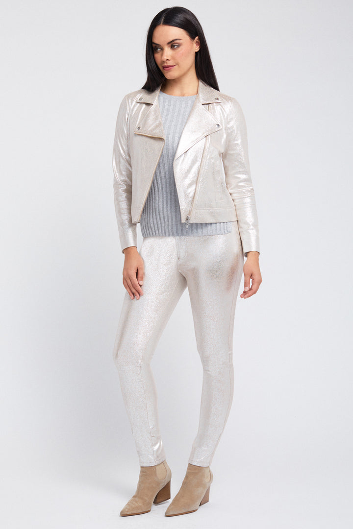 Kendra Slim Elastic Waist Pant - Foiled Suede: FINAL SALE