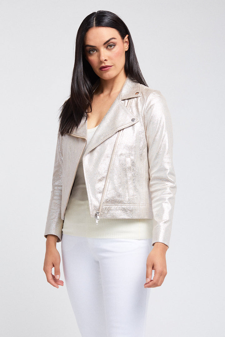 Mariel Moto Jacket - Foiled Suede: FINAL SALE