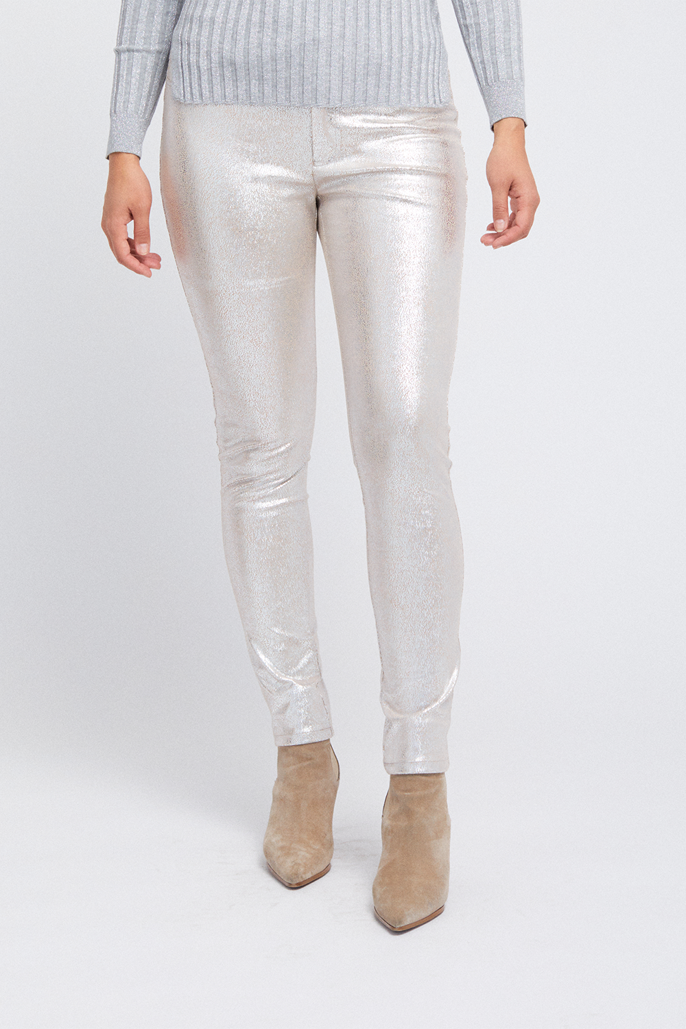Kendra Slim Elastic Waist Pant - Foiled Suede: FINAL SALE