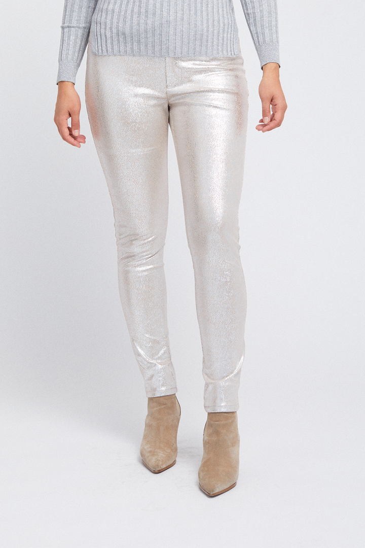 Kendra Slim Elastic Waist Pant - Foiled Suede: FINAL SALE